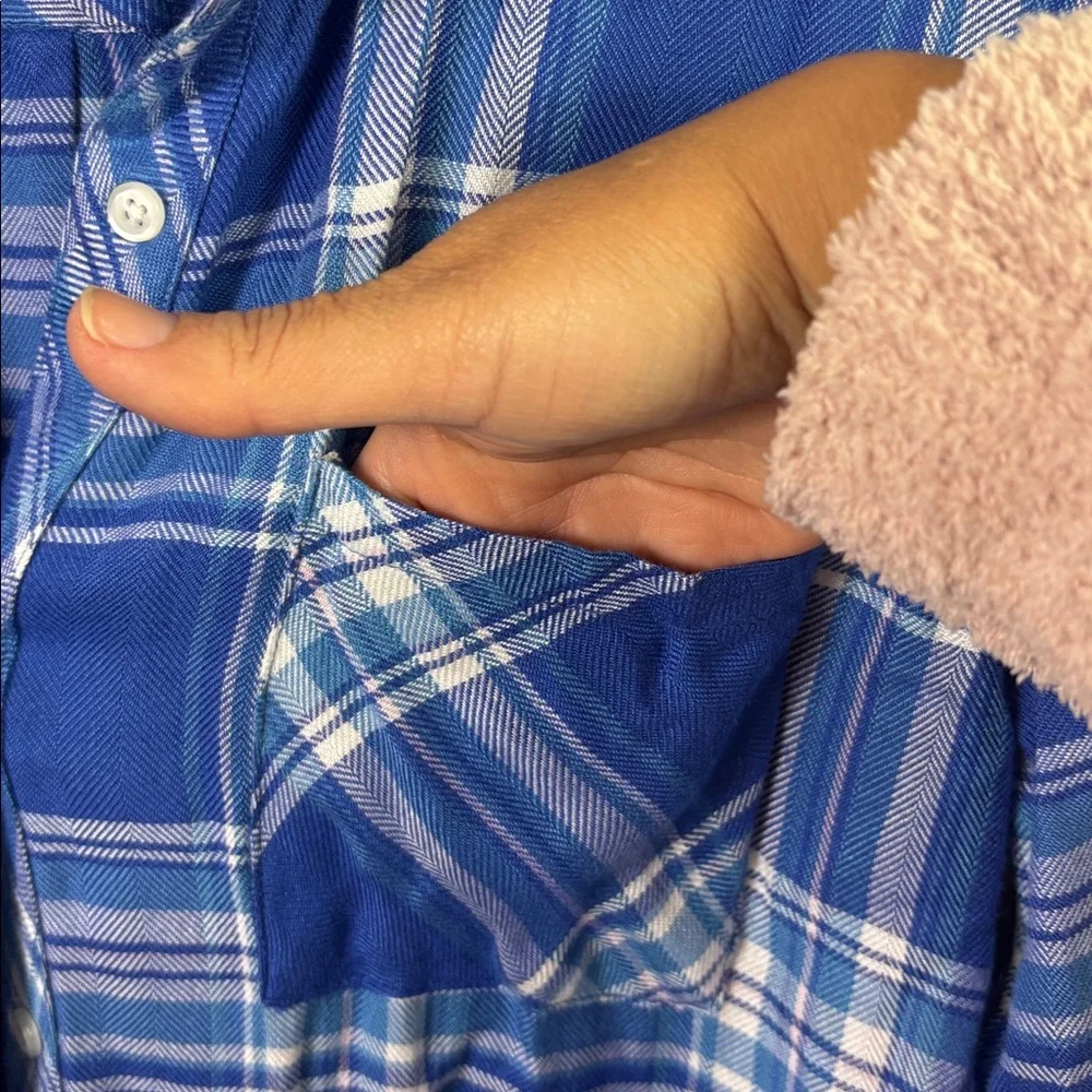Rails Blue Plaid Button Down Shirt w/Pocket size Medium - Picture 4 of 9